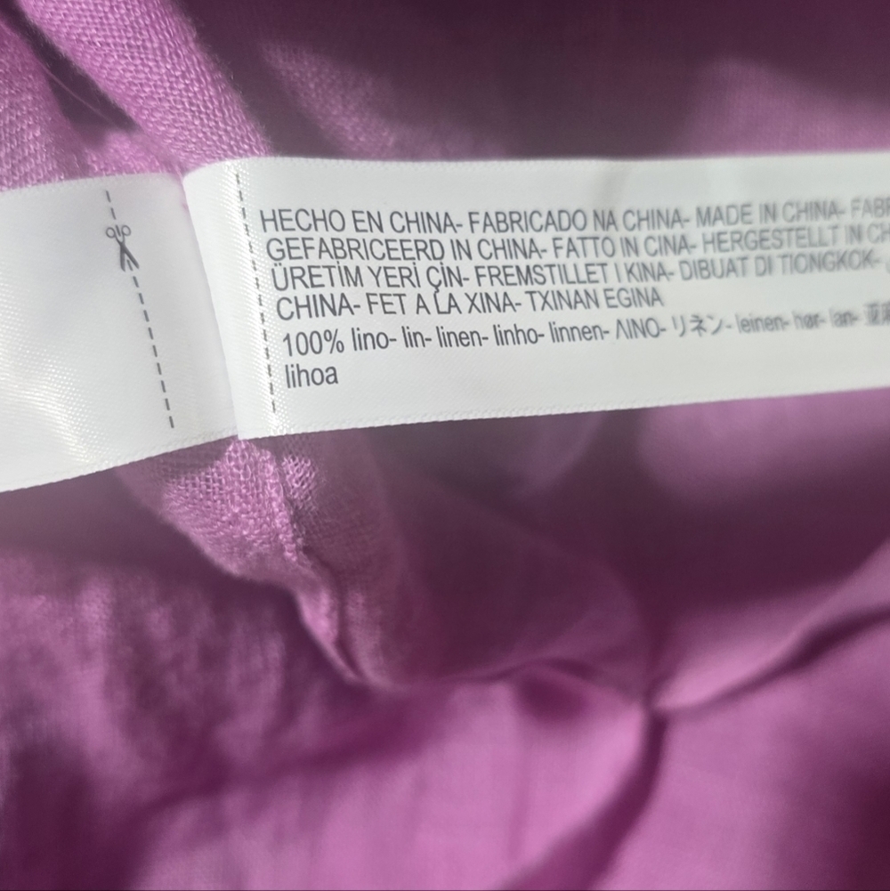 Massimo Dutti Oversized Linen Fuchsia Button-Down Shirt NWOT - Picture 5 of 6